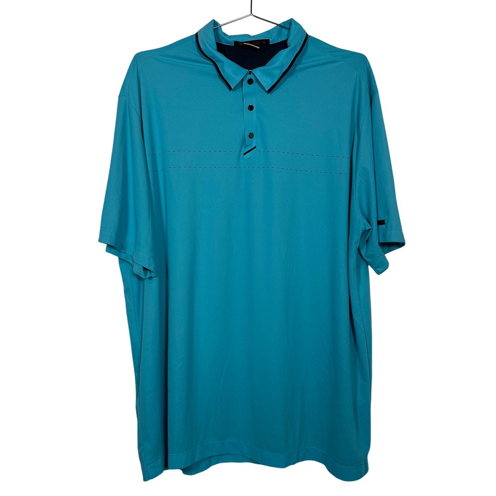Nike Tiger Woods‎ Golf Shirt Mens XXL Turquoise Blue Dri-FIT Polo Shirt